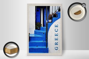 Panneau en bois voyage 20x30cm Grèce Grèce escaliers bleus 2
