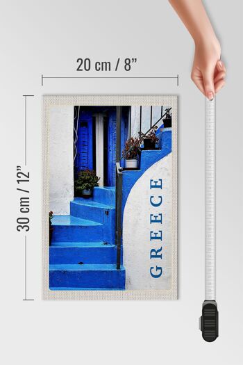 Panneau en bois voyage 20x30cm Grèce Grèce escaliers bleus 4