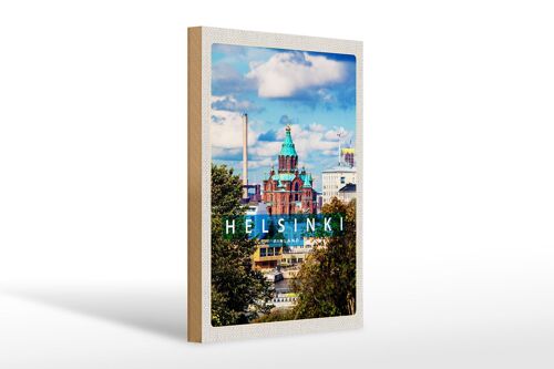 Holzschild Reise 20x30cm Helsinki Finnland Architektur Kirche