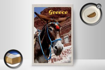 Panneau en bois voyage 20x30cm Grèce Grèce âne sur les montagnes 2