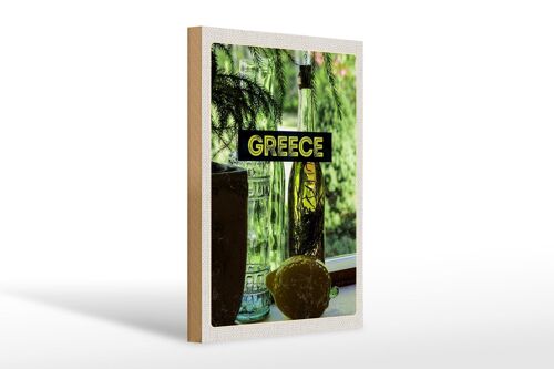 Holzschild Reise 20x30cm Greece Griechenland Flaschen