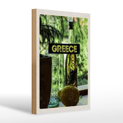 Cartello in legno da viaggio 20x30 cm Grecia Grecia bottiglie
