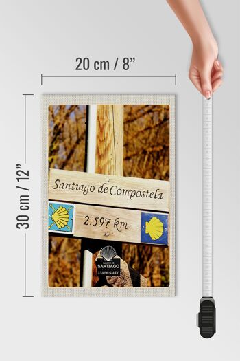 Panneau en bois voyage 20x30cm Espagne Saint Jacques de Compostelle 4