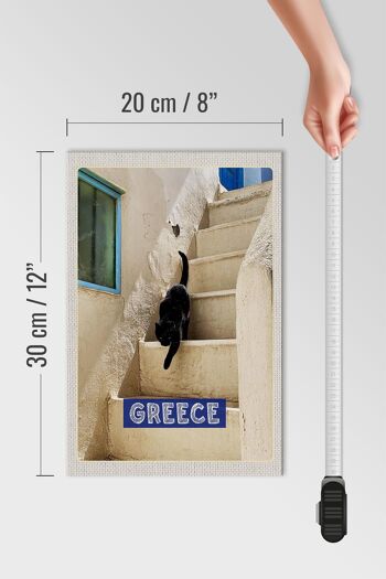 Panneau en bois voyage 20x30cm Grèce Grèce escaliers chat 4
