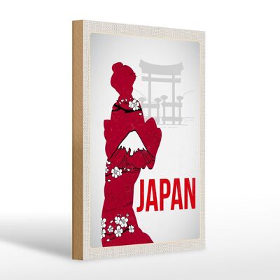 Cartel de madera viaje 20x30cm Japón Asia kimono tradicional