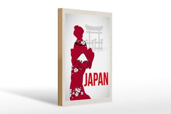 Panneau en bois voyage 20x30cm Japon Asie kimono traditionnel 1