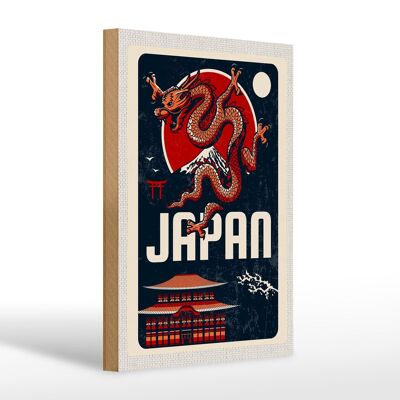 Cartel de madera viaje 20x30cm Japón Asia Arquitectura Dragon Trip