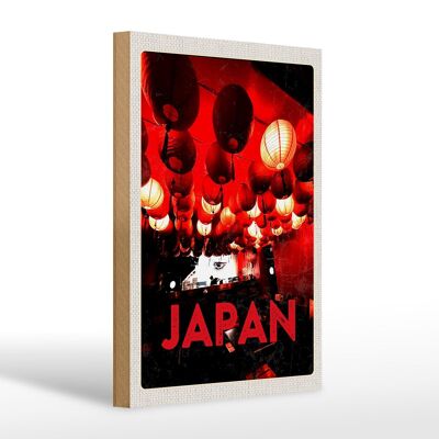 Cartel de madera viaje 20x30cm Japón Asia restaurante farolillo rojo