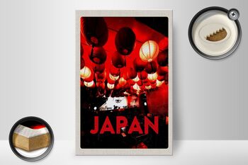 Panneau en bois voyage 20x30cm Japon Asie restaurant lanterne rouge 2