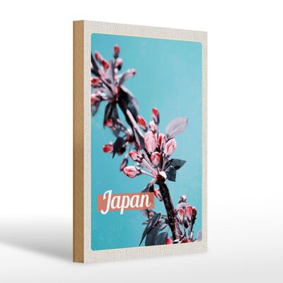 Cartel de madera viaje 20x30cm Japón Asia flores árbol capullo