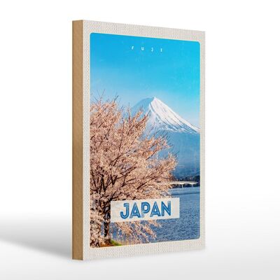 Panneau en bois voyage 20x30cm Japon Asie neige hiver montagnes