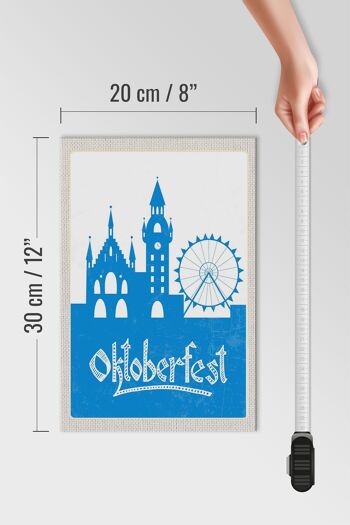 Panneau en bois voyage 20x30cm Munich Oktoberfest grande roue bleu 4