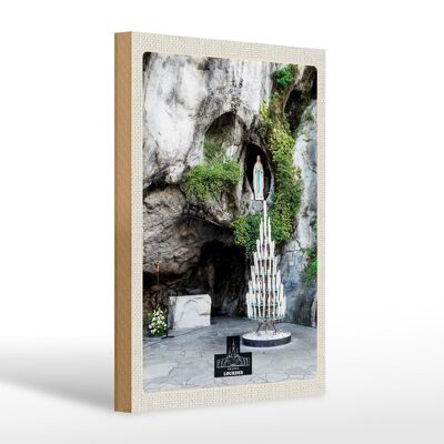 Cartello in legno da viaggio 20x30 cm Francia Lourdes Jesud candele
