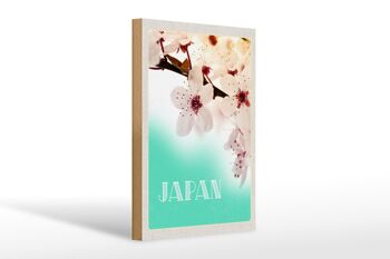 Panneau en bois voyage 20x30cm Japon Asie fleur blanc rose nature 1