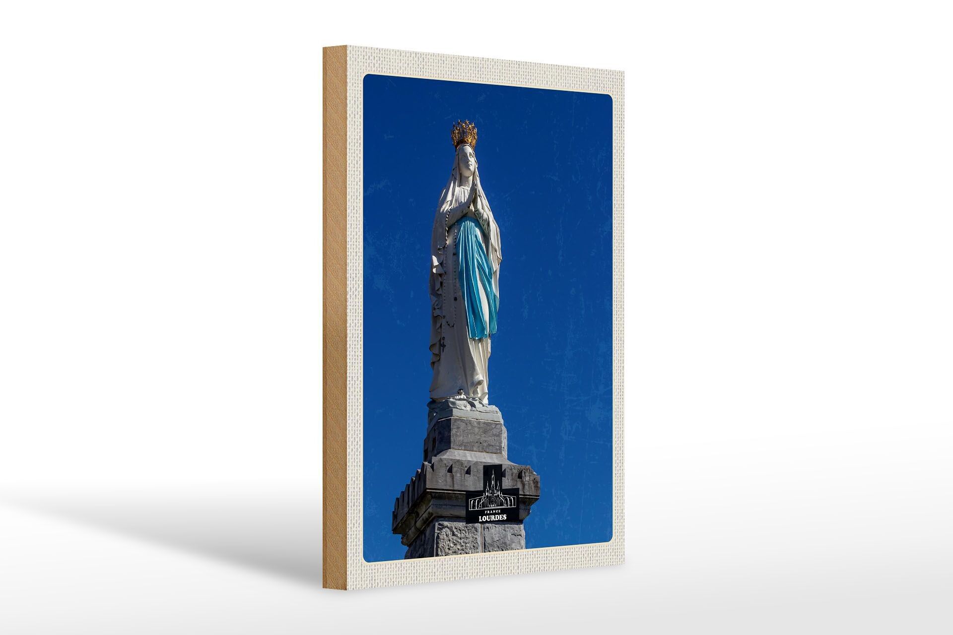 Cartello in legno da viaggio 20x30 cm Francia Lourdes scultura