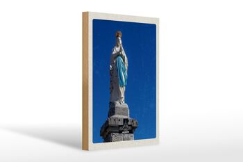 Panneau en bois voyage 20x30cm France Lourdes sculpture 1