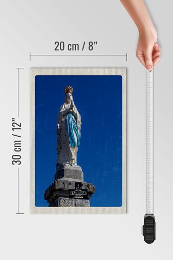 Panneau en bois voyage 20x30cm France Lourdes sculpture 4
