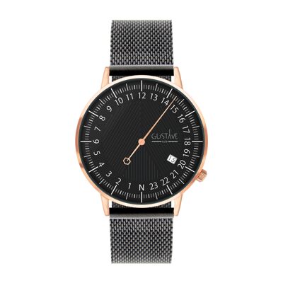 André Rose & Black 24H Watch - Black Milanese Bracelet