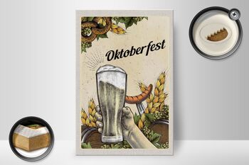 Panneau en bois voyage 20x30cm bière bretzel Oktoberfest de Munich 2