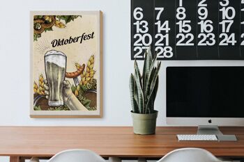 Panneau en bois voyage 20x30cm bière bretzel Oktoberfest de Munich 3