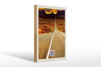 Panneau en bois voyage 20x30cm Amérique USA Route 66 Road Mountains 1