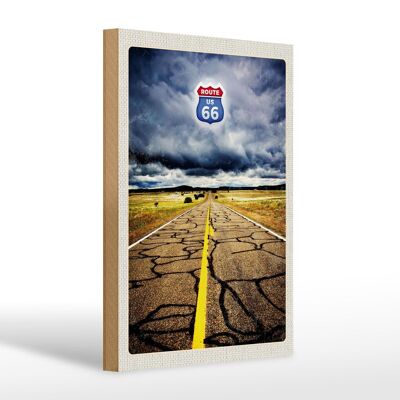 Cartello in legno da viaggio 20x30 cm America USA Route 66 Road Thunderstorm
