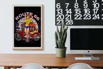 Panneau en bois voyage 20x30cm USA America Route US 66 Biker Woman 3