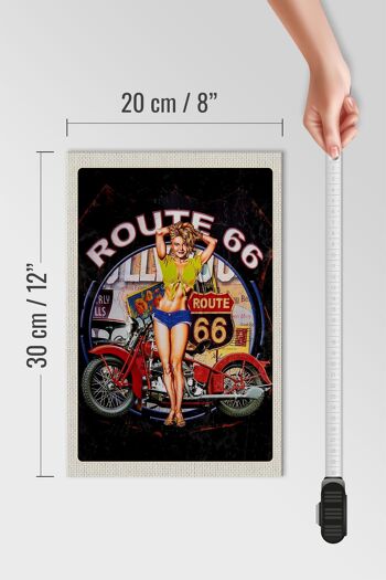 Panneau en bois voyage 20x30cm USA America Route US 66 Biker Woman 4