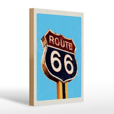 Cartello in legno da viaggio 20x30 cm America Route 66 distributore di benzina