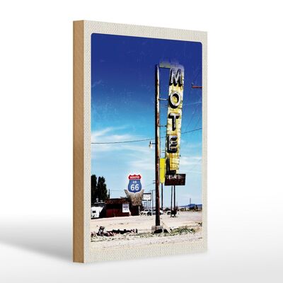 Cartello in legno da viaggio 20x30 cm America USA Route 66 Motel Desert