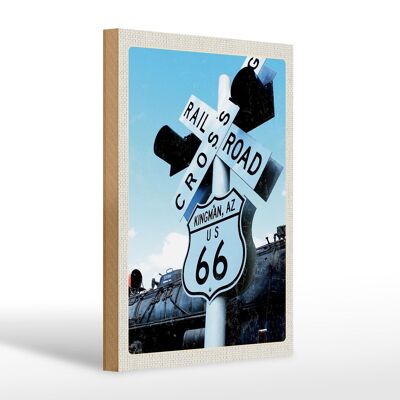 Panneau en bois voyage 20x30cm Amérique Route 66 Kingman AZ Crossing