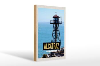 Panneau en bois voyage 20x30cm San Francisco Alcatraz Sea Tower 1
