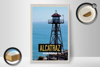 Panneau en bois voyage 20x30cm San Francisco Alcatraz Sea Tower 2