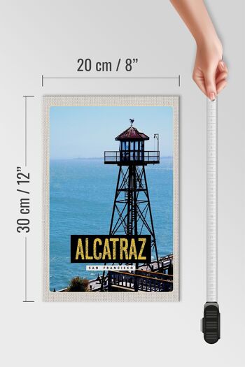 Panneau en bois voyage 20x30cm San Francisco Alcatraz Sea Tower 4