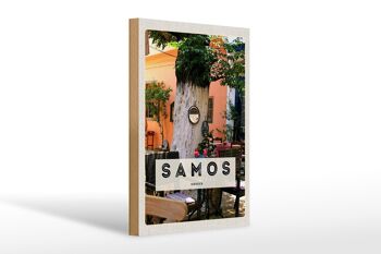 Panneau en bois voyage 20x30cm Samos Grèce restaurant de vacances 1