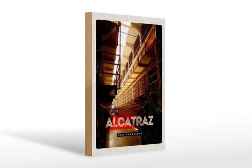 Holzschild Reise 20x30cm San Francisco Alcatraz Gefängnis