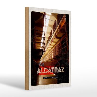Panneau en bois voyage 20x30cm Prison d'Alcatraz de San Francisco