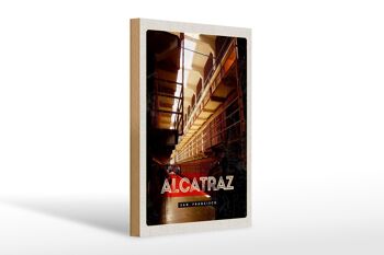 Panneau en bois voyage 20x30cm Prison d'Alcatraz de San Francisco 1