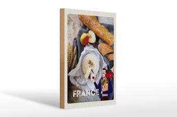 Panneau en bois voyage 20x30cm France baguette fromage poire olive 1