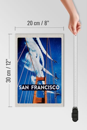 Panneau en bois voyage 20x30cm pont de San Francisco avion ciel 4
