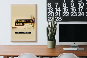 Panneau en bois voyage 20x30cm San Francisco Hamburger Chili Food 3