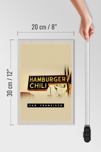 Panneau en bois voyage 20x30cm San Francisco Hamburger Chili Food 4