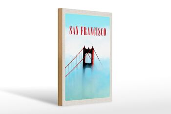 Panneau en bois voyage 20x30cm Pont de San Francisco bleu ciel 1