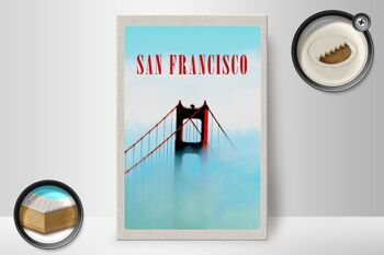 Panneau en bois voyage 20x30cm Pont de San Francisco bleu ciel 2