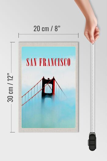 Panneau en bois voyage 20x30cm Pont de San Francisco bleu ciel 4