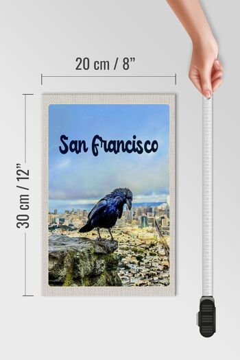 Panneau en bois voyage 20x30cm San Francisco vue ville corbeau 4