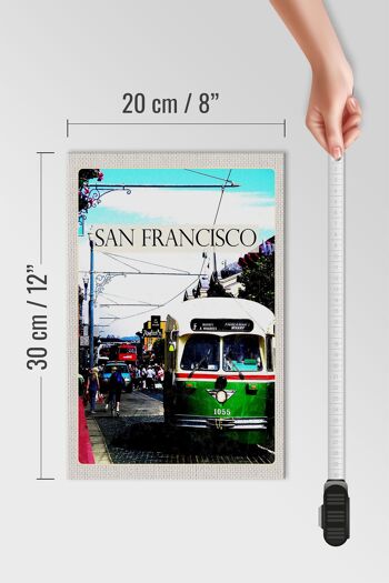 Panneau en bois voyage 20x30cm tramway personnes San Francisco 4