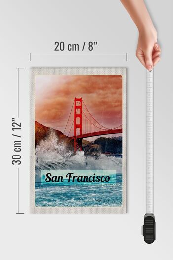 Panneau en bois voyage 20x30cm Pont maritime des vagues de San Francisco 4