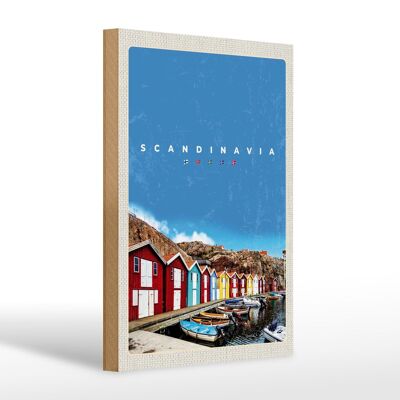Cartel de madera viaje 20x30cm Escandinavia barcos cobertizo mar