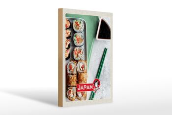 Panneau en bois voyage 20x30cm Japon Asie Sushi Fish Sauce 1